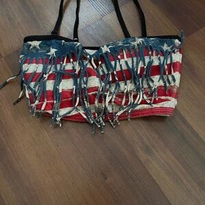 Hot Topic Red, White, and Blue Fringe Bandeau